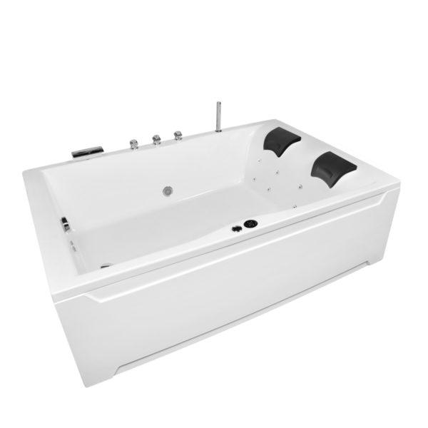 Große Whirlpool Badewanne 120x180 für 2 Personen mit LED und integrierter Armatur
