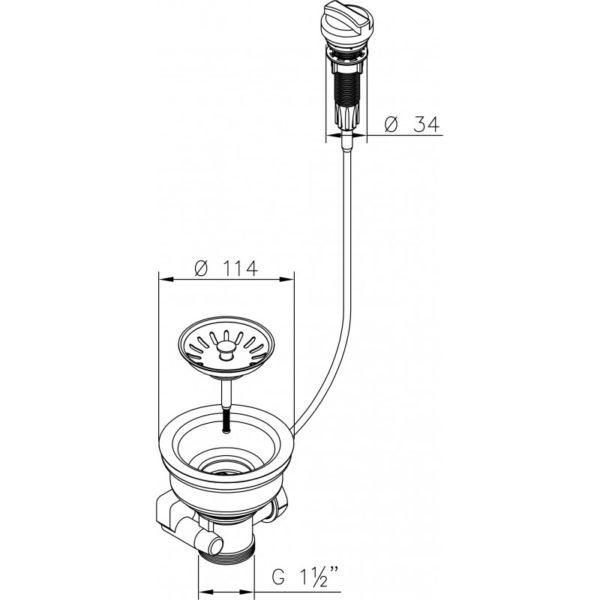 Ablaufgarnitur mit Siebkorbventil 114 mm Excenter und Abtropf-Überlauf für Spüle