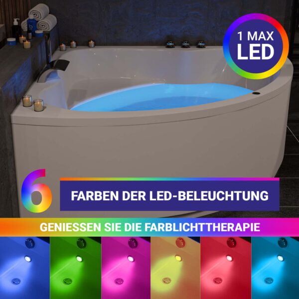 Badewanne Koblenz 150x150 mit LED-Beleuchtung