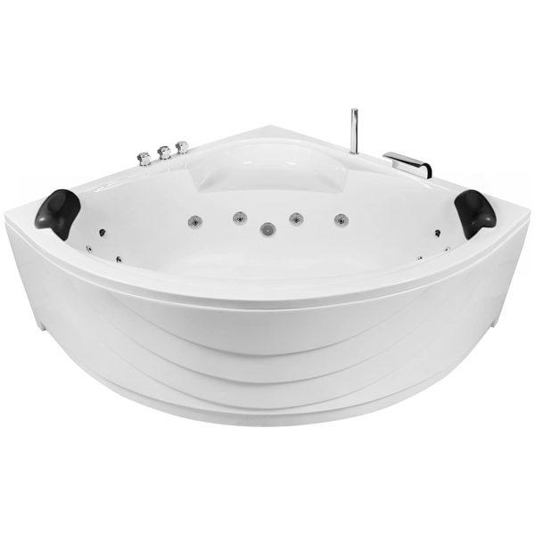 Eckwhirlpool 150cm Komplett-Set mit 24 Düsen, LED Beleuchtung und integrierter Armatur