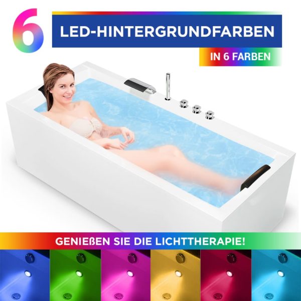 Aquade Badewanne Wolfsburg 170x75 cm Komplett Set mit LED Licht